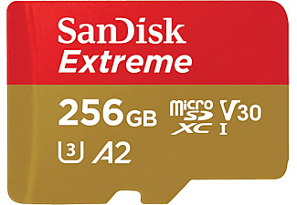 SANDISK Extreme 256GB microSDXC Kit, UHS-I U3, A2, Class 10