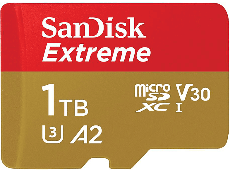 SANDISK 1TB Extreme microSDXC Karte + SD-Adapter + RescuePro Deluxe bis zu 190 MB/s mit App-Performance A2 UHS-I Class 10 U3 V30; Speicherkarte