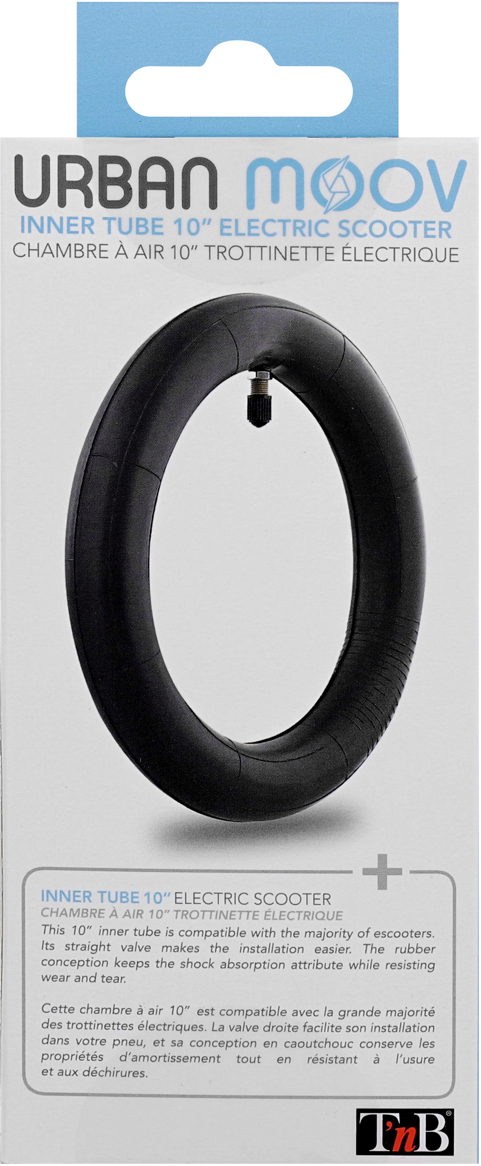 Chambre à air pour trottinette électrique, noire avec valve.