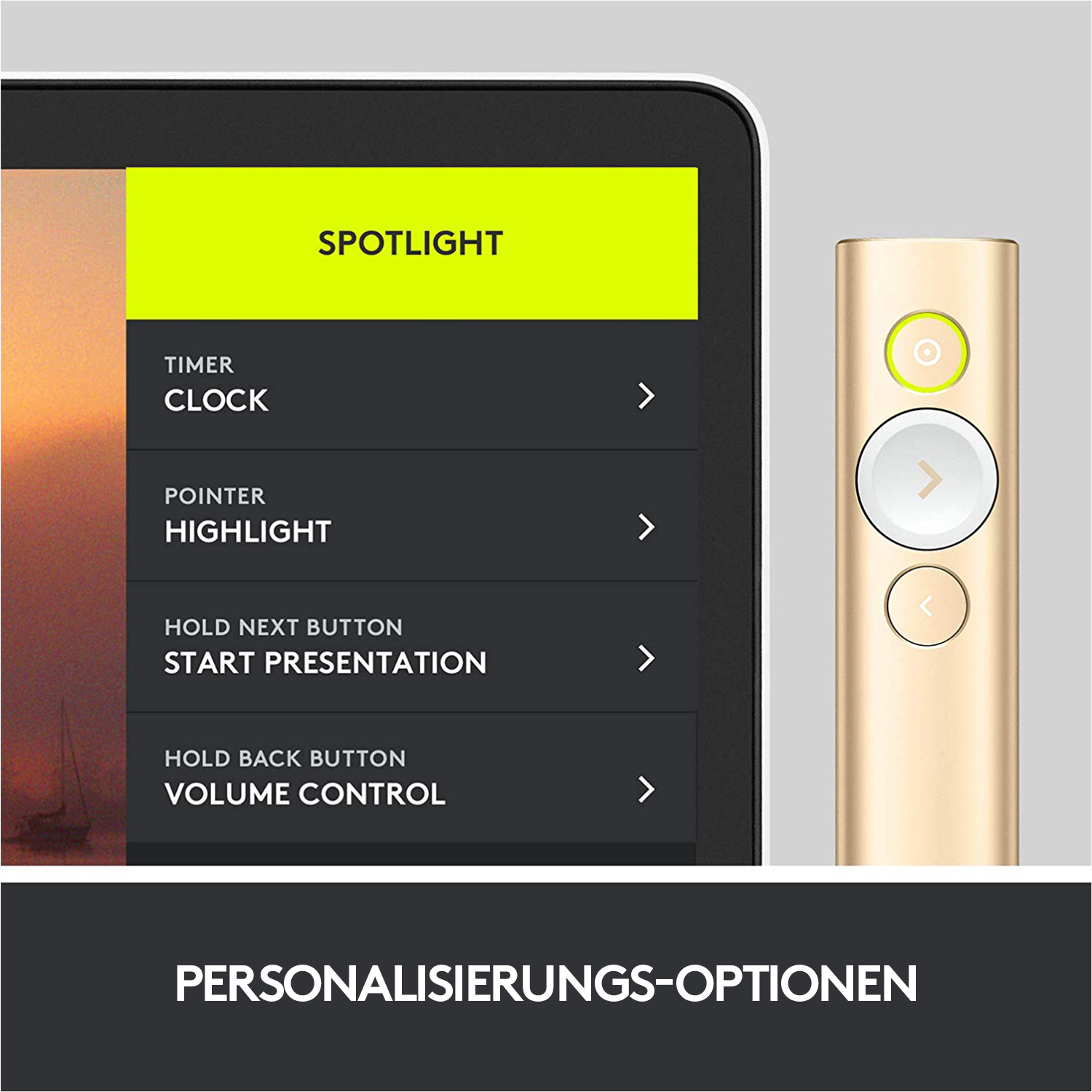 LOGITECH Spotlight für PC/Mac/Android/iOS, Bluetooth Presenter, Gold