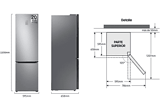 Frigorífico combi - Samsung RB38T776DS9 /EF, 390 l, SpaceMax™, 203 cm, Metal Cooling, Inox