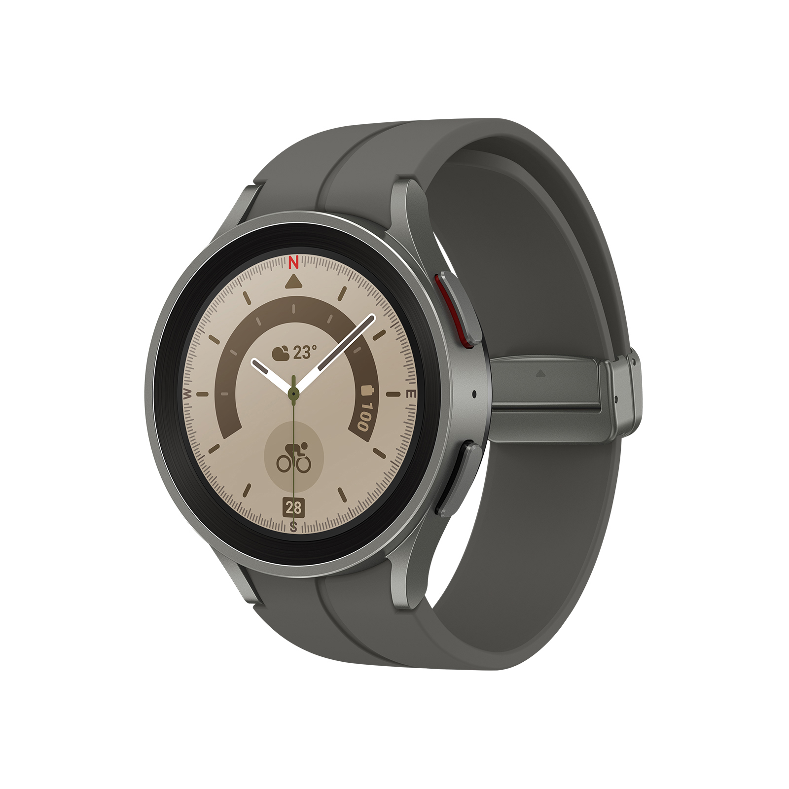 SAMSUNG Galaxy Watch5 Pro LTE M/L, Smartwatch Fluorkautschuk, 45 Titanium Titan Gray mm