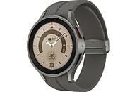 SAMSUNG Galaxy Watch5 Pro LTE 45 mm Smartwatch Titan Fluorkautschuk, M/L, Gray Titanium