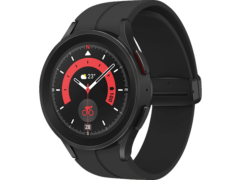 SAMSUNG Galaxy Watch5 Pro BT 45 Fluorkautschuk, Titanium mm Black Smartwatch M/L, Titan