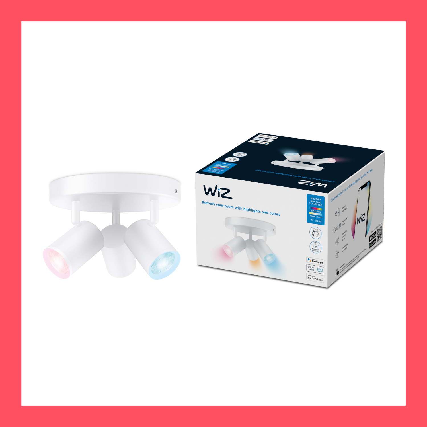WIZ Luminaire à 3 spots Imageo RGB Blanc (55451100)