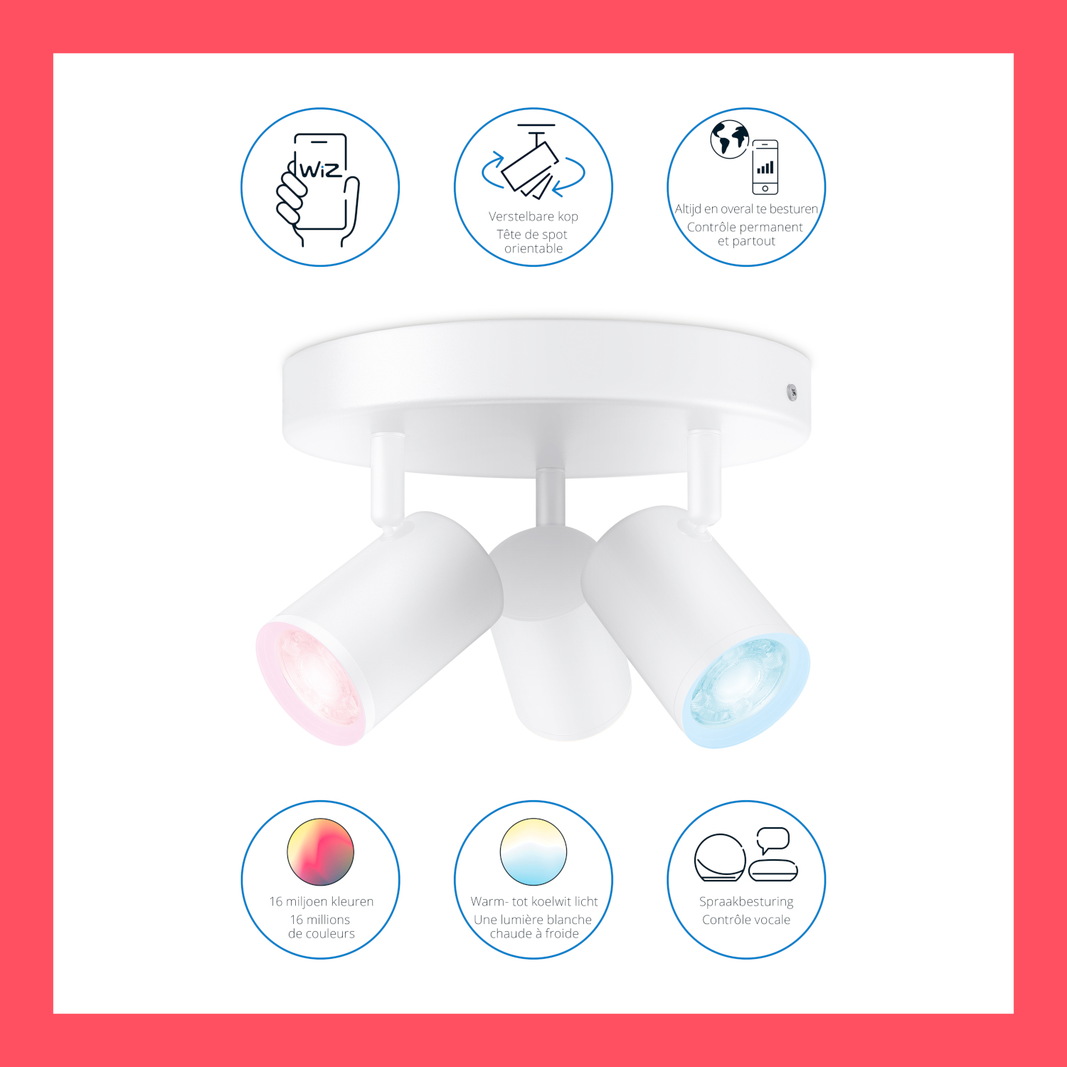 WIZ Luminaire à 3 spots Imageo RGB Blanc (55451100)