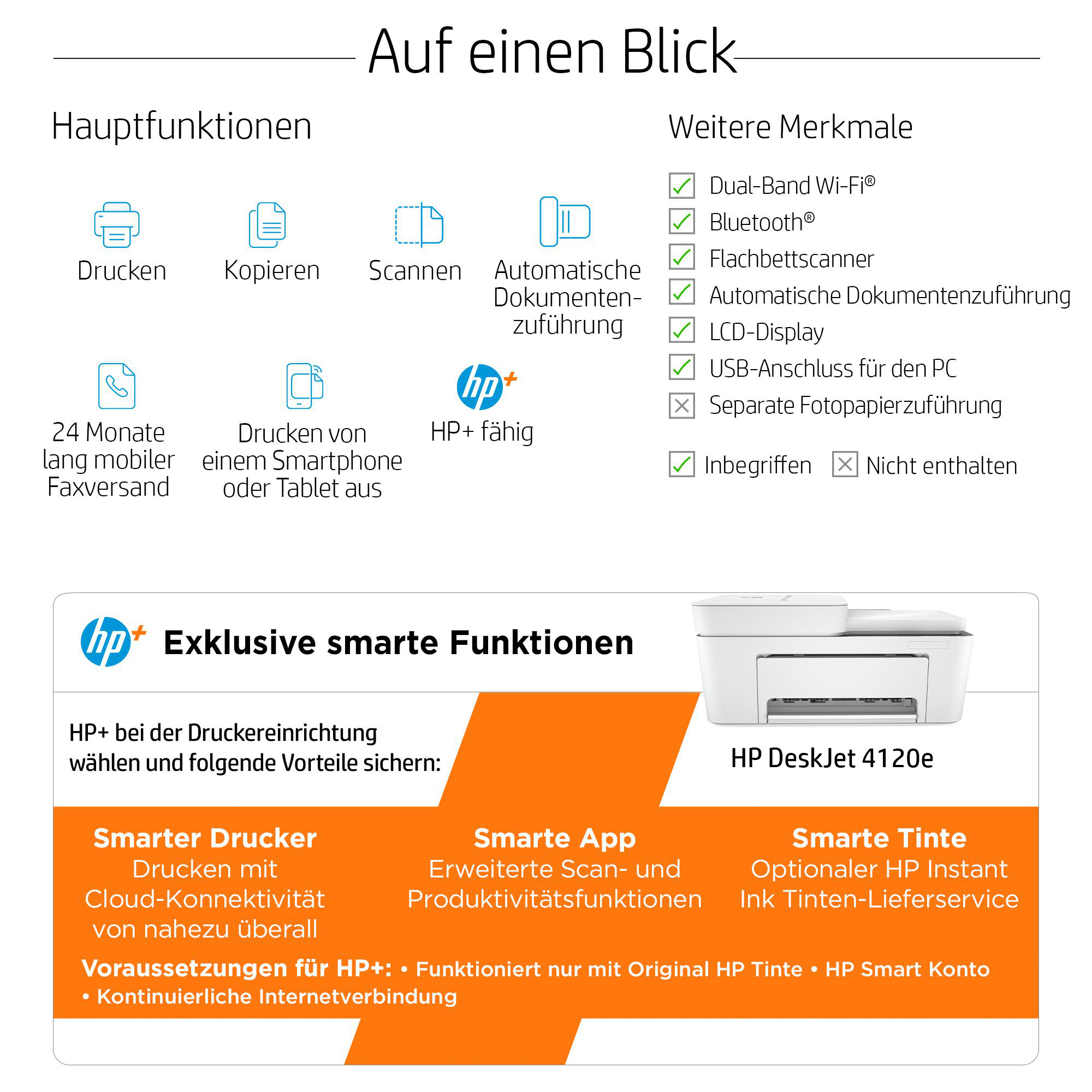 HP DeskJet 4120e AIO (Instant Ink) Multifunktionsdrucker