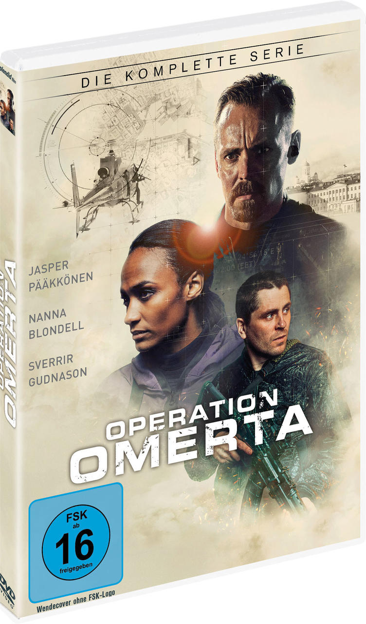 DVD-Hülle für "Operation Omerta" mit Schauspielern und Hintergrundkarte.