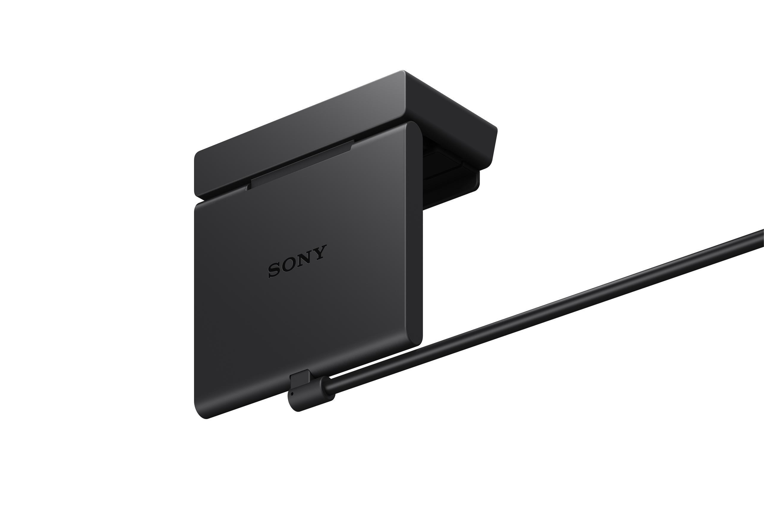 Schwarzes Sony-Gerät mit Kabel, angewinkelt. Sieht nach einem Gerät für einen Fernseher aus.