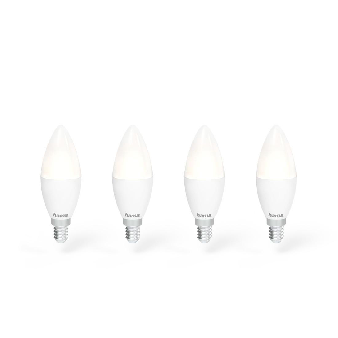 HAMA 4er Pack, E14, Lampe WLAN-LED 5.5 Tageslicht bis W, Warmweiß