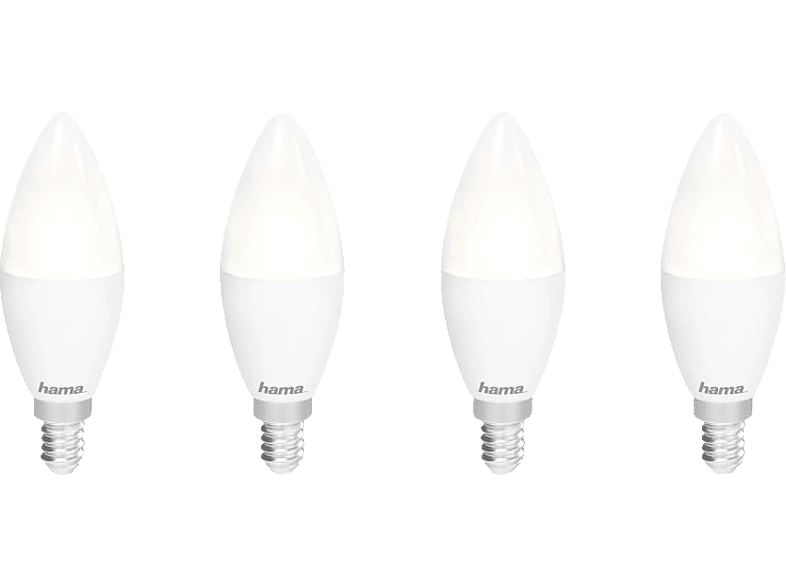 HAMA 4er Pack, E14, 5.5 Tageslicht W, Warmweiß bis Lampe WLAN-LED