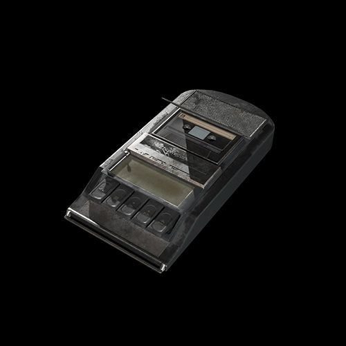 Lecteur de cassettes vintage sur fond noir.