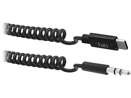 TNB TCTWISTJAC - Câble spiralé USB Type-C vers jack 3,5 mm (Noir)