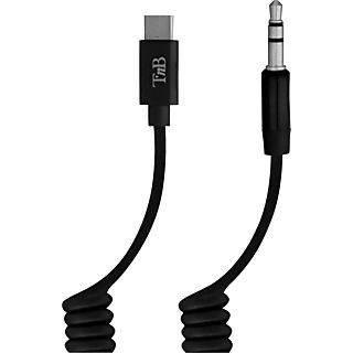 TNB TCTWISTJAC - Câble spiralé USB Type-C vers jack 3,5 mm (Noir)