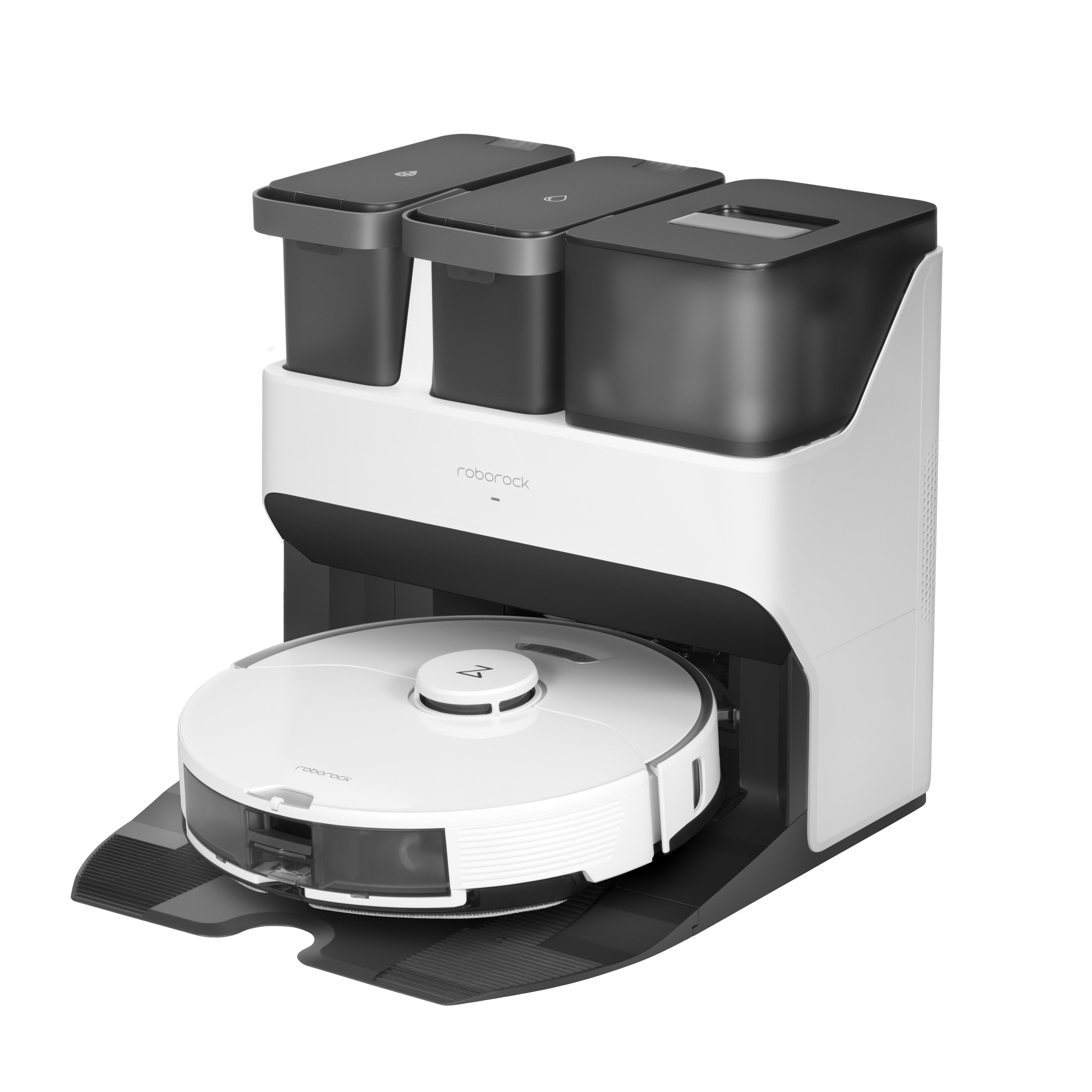 Roborock Roboter-Staubsauger mit drei Behältern oben.