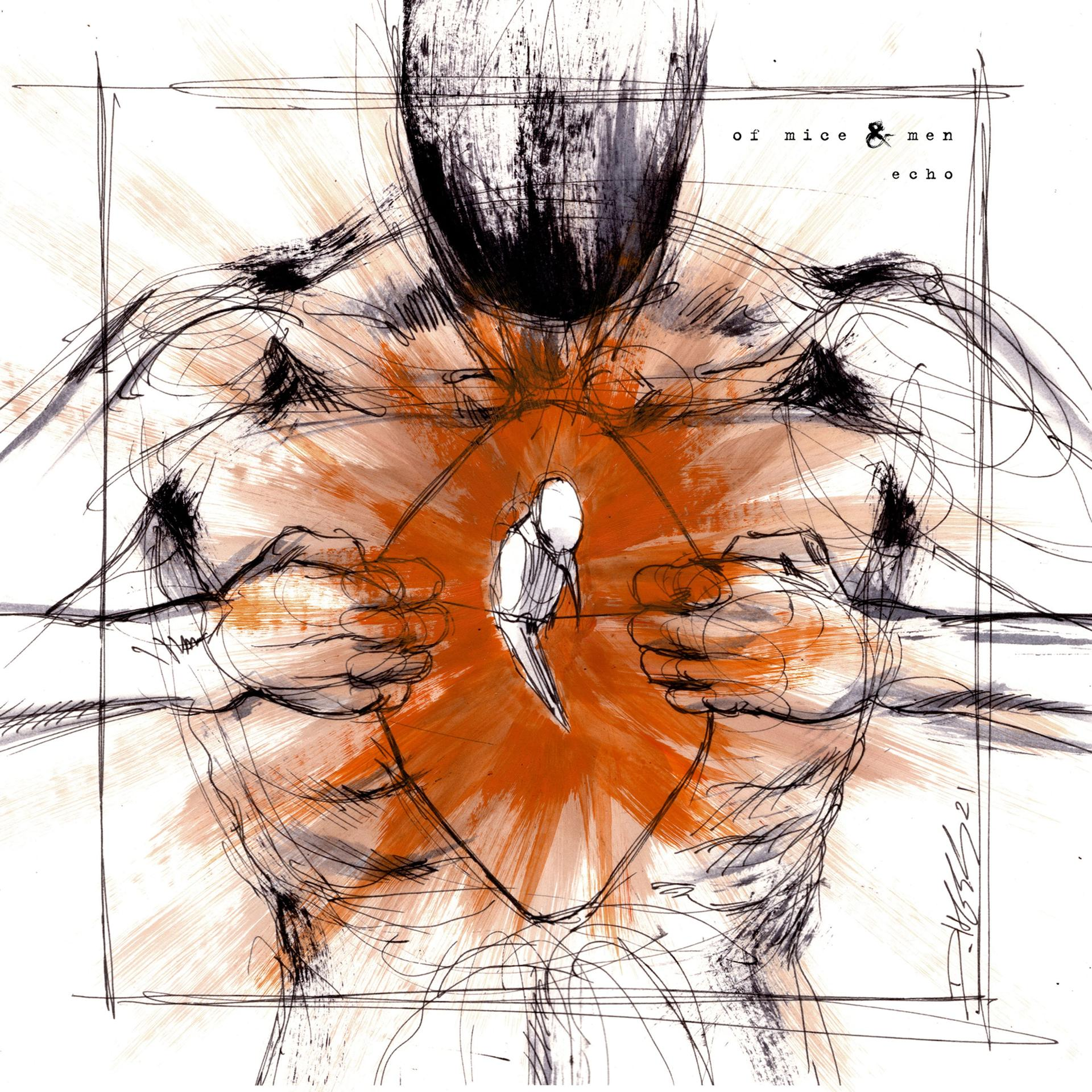 Albumcover: Abstrakte Kunst mit einer Figur, kräftigen Farben und Text.