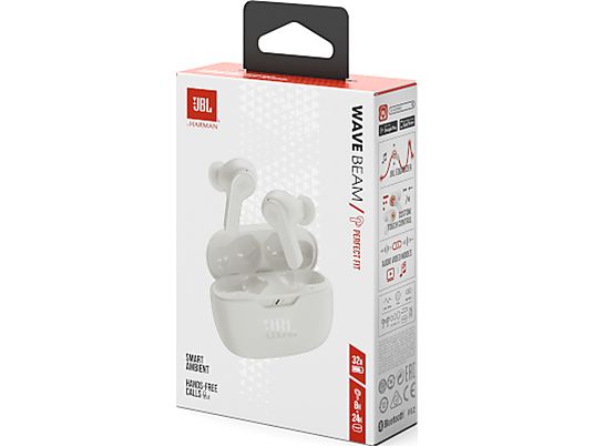 JBL Wave Beam - Véritables écouteurs sans fil (In-ear, Blanc)