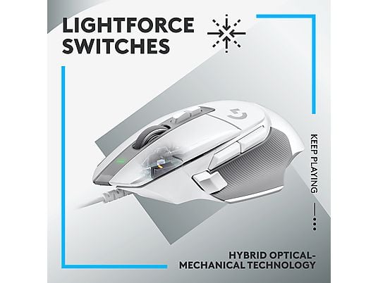 LOGITECH G502 X - Gaming Maus, Kabelgebunden, Optisch mit Leuchtdioden, 25600 dpi, Weiss
