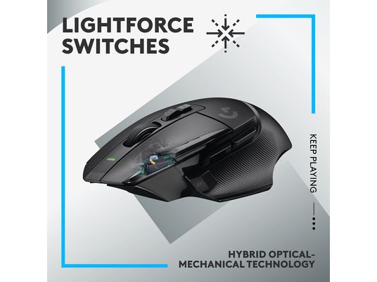 LOGITECH G502 X LIGHTSPEED - Gaming Maus, Kabellos, Optisch mit Leuchtdioden, 25600 dpi, Schwarz