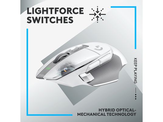 LOGITECH G502 X LIGHTSPEED - Souris gaming, Sans fil, Optique avec LED, 25 600 dpi, Blanc