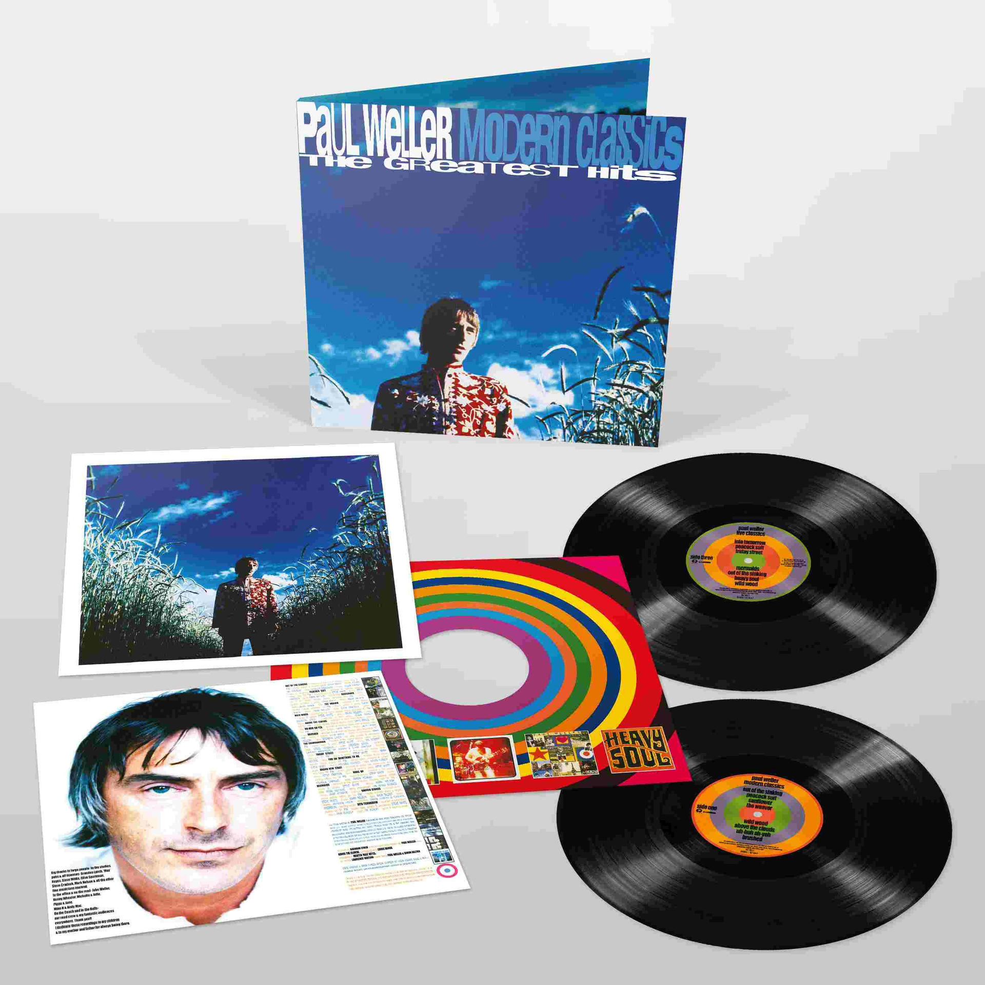 Paul Weller Albumcover mit mehreren Einsätzen seiner Bilder und Albumdetails.
