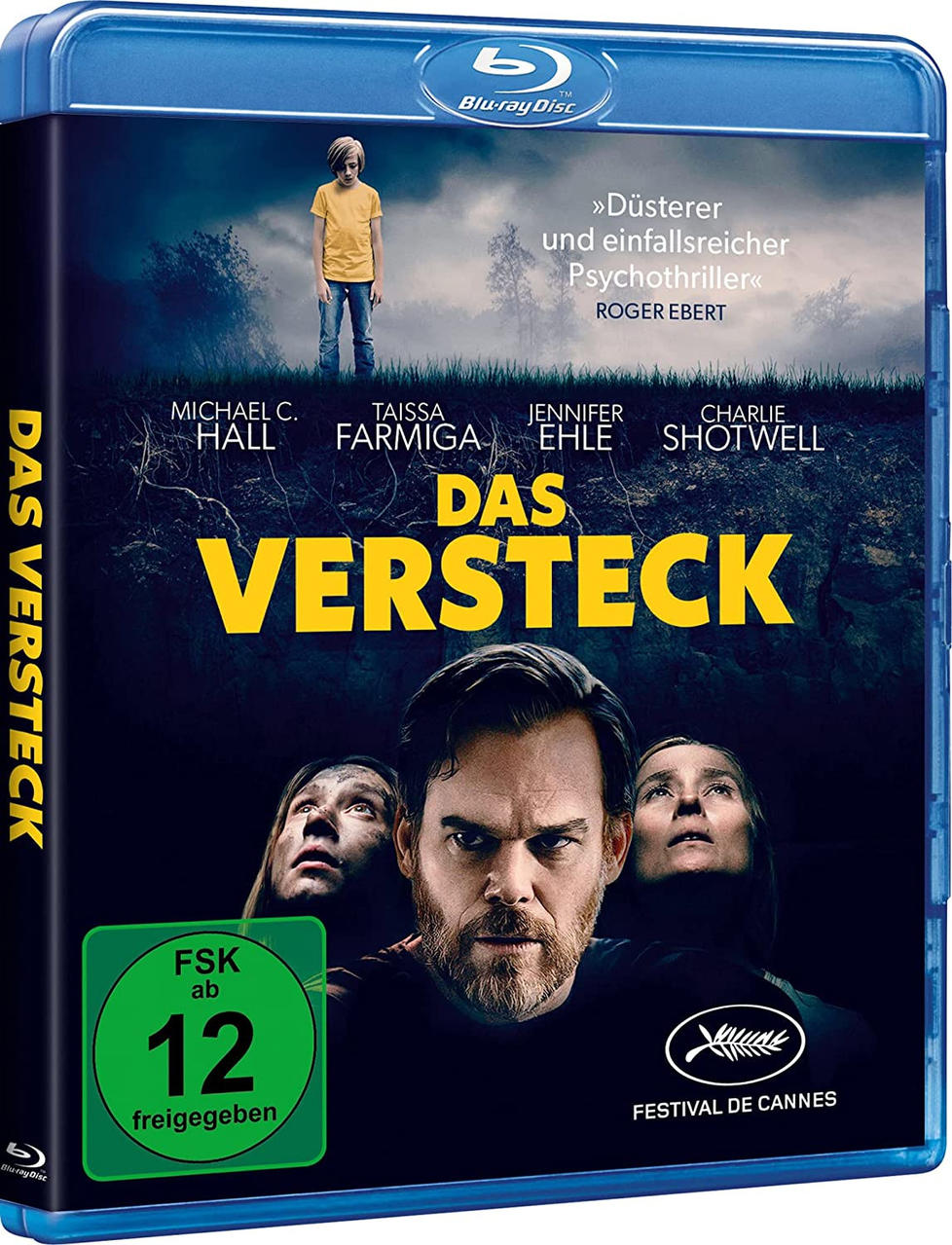 Blu-ray-Filmcover mit Schauspielern und Titel auf Deutsch. Zeigt einen jungen Mann und eine dunkle Szene.