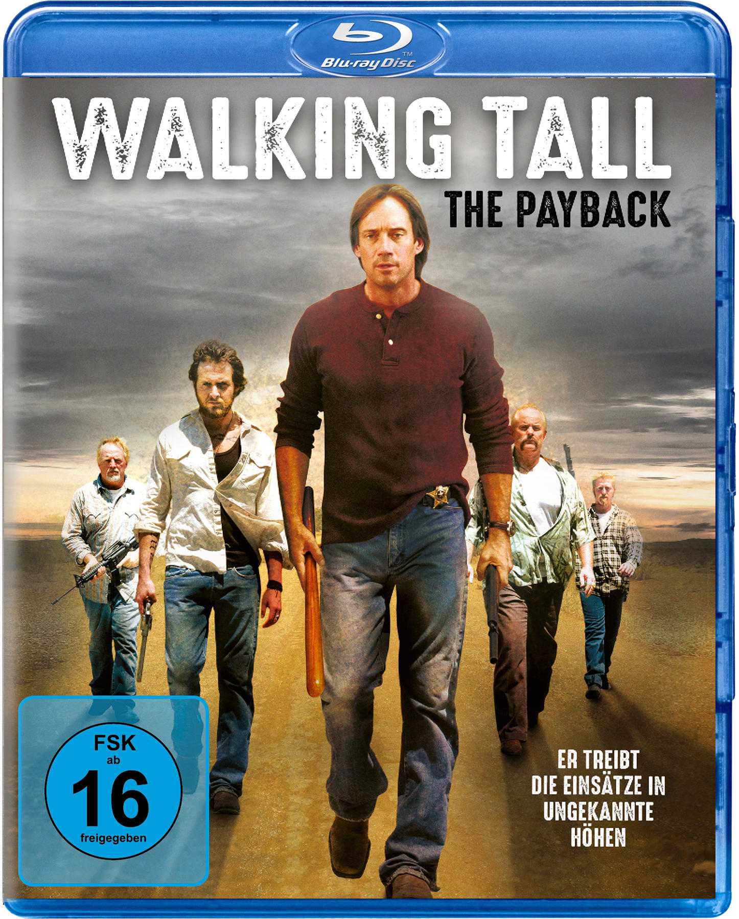 Filmcover: Mann mit Schläger führt Gruppe an. Titel: Walking Tall: The Payback.
