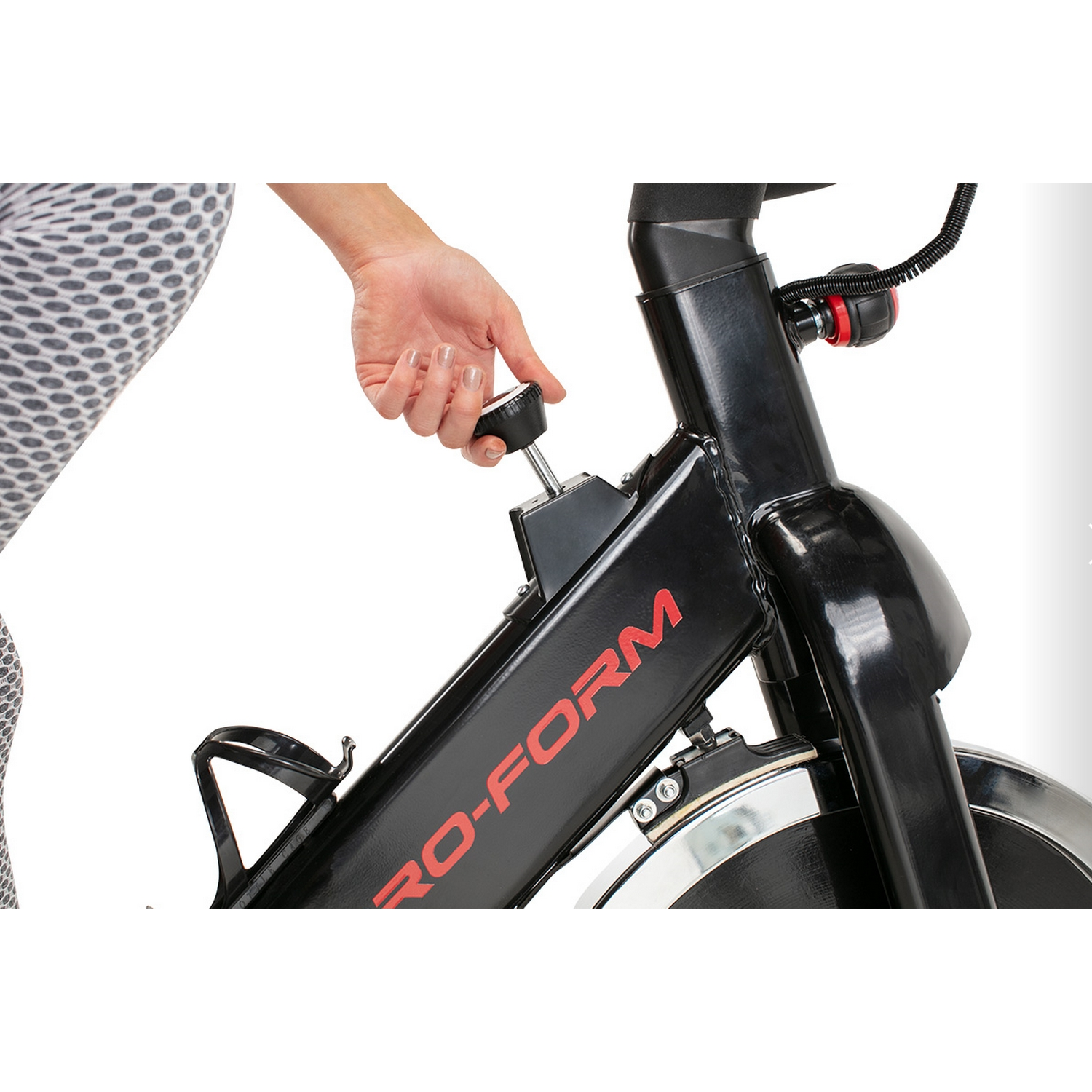 Bicicleta estática - ProForm 500 SPX, Hasta 115 kg, Pantalla LCD, Volante de 18 kg, Asiento ajustable, Negro