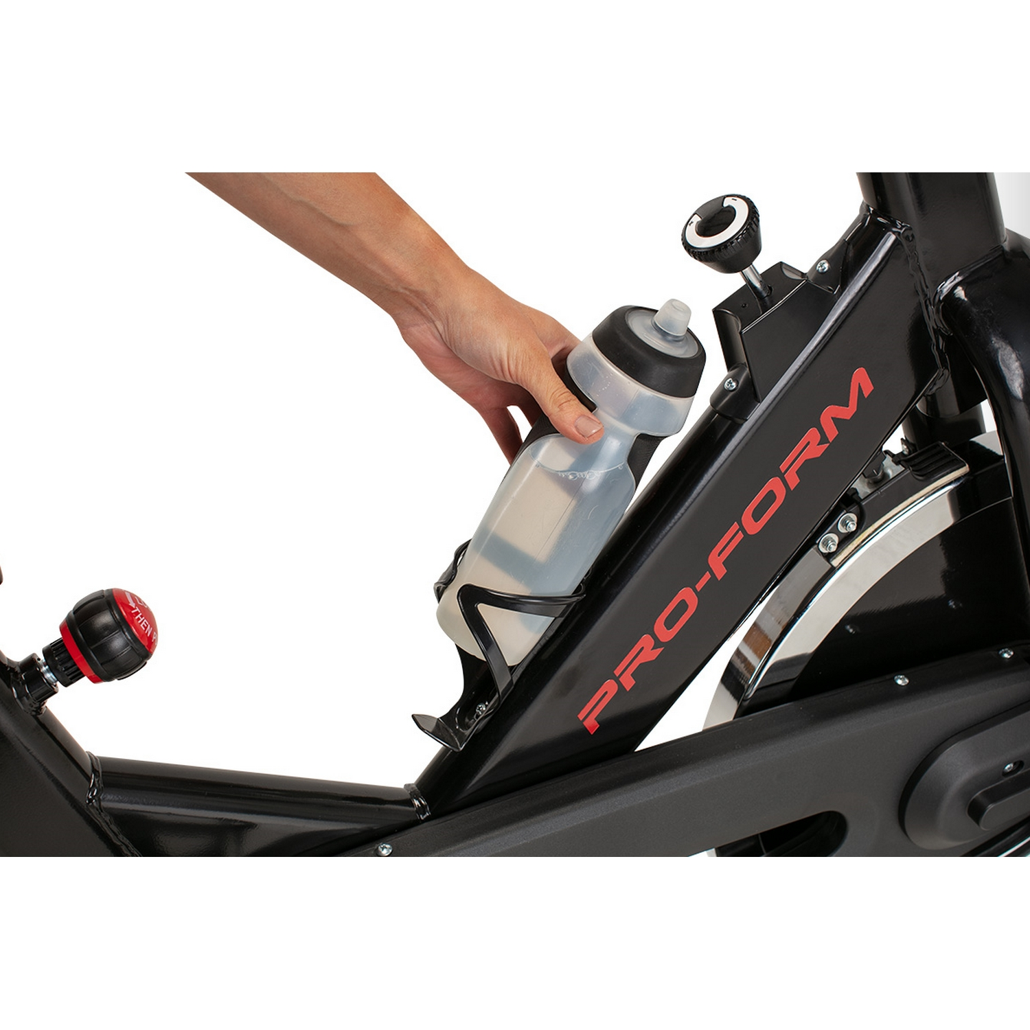 Bicicleta estática - ProForm 500 SPX, Hasta 115 kg, Pantalla LCD, Volante de 18 kg, Asiento ajustable, Negro