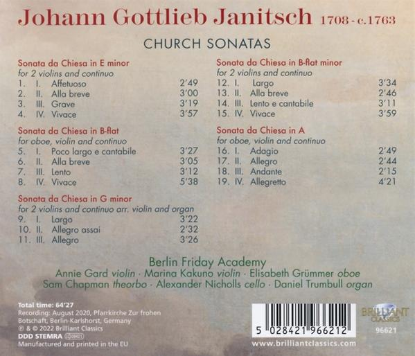Berlin Friday Academy - Janitsch:Church Sonatas  - (CD)