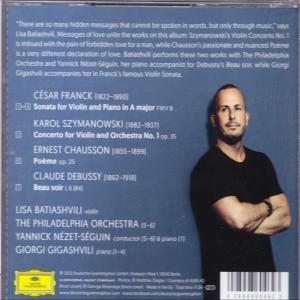 Ein CD-Cover mit dem Gesicht eines Mannes und Texten über musikalische Werke von César Franck, Debussy u. a.