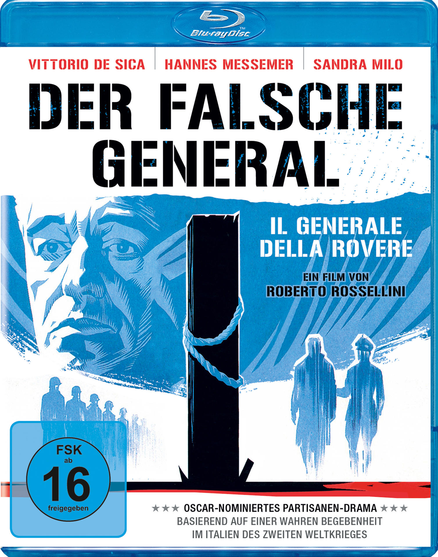 DVD-Cover 'Der Falsche General' mit Silhouetten und einem Porträt.