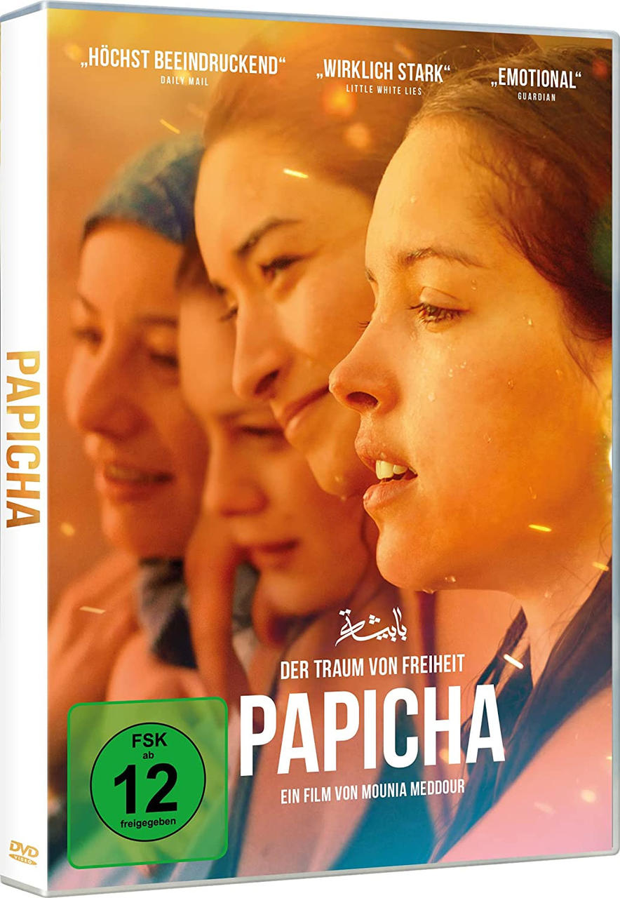 DVD-Cover mit mehreren Frauen, Filmtitel 'Papicha' und FSK 12-Bewertung.
