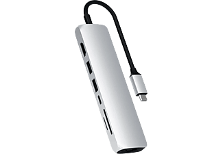 SATECHI Alumínium Type-C Slim Multiport adapter 1xHDMI 4K, 2x USB 3.0, 1x SD, LAN, ezüst (ST-UCSMA3S)