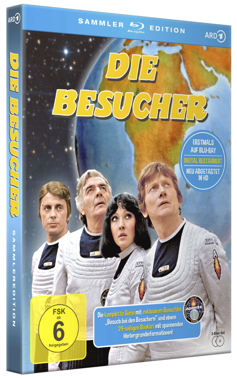 DVD-Box mit vier Personen, die nach oben schauen, und dem Titel 'Die Besucher'.