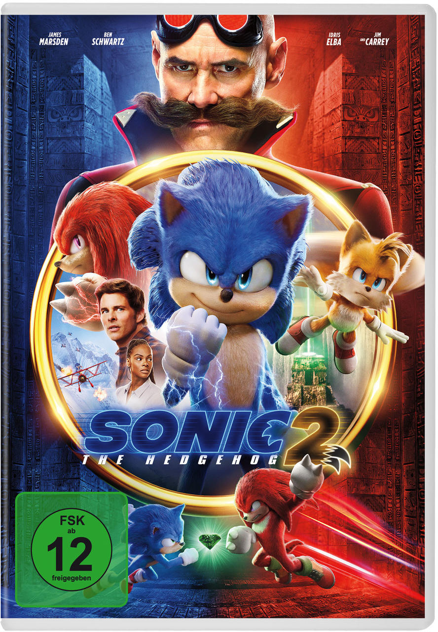 Filmcover von Sonic the Hedgehog 2, mit Charakteren und Logo.