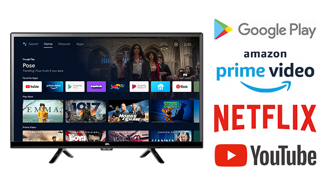 TV LED 24"- OK ODL 24950HC-TAB, HD Ready, Android TV, Dolby Audio, Negro 