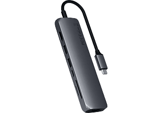 SATECHI Alumínium Type-C Slim Multiport adapter 1xHDMI 4K, 2x USB 3.0, 1x SD, LAN, asztroszürke (ST-UCSMA3M)