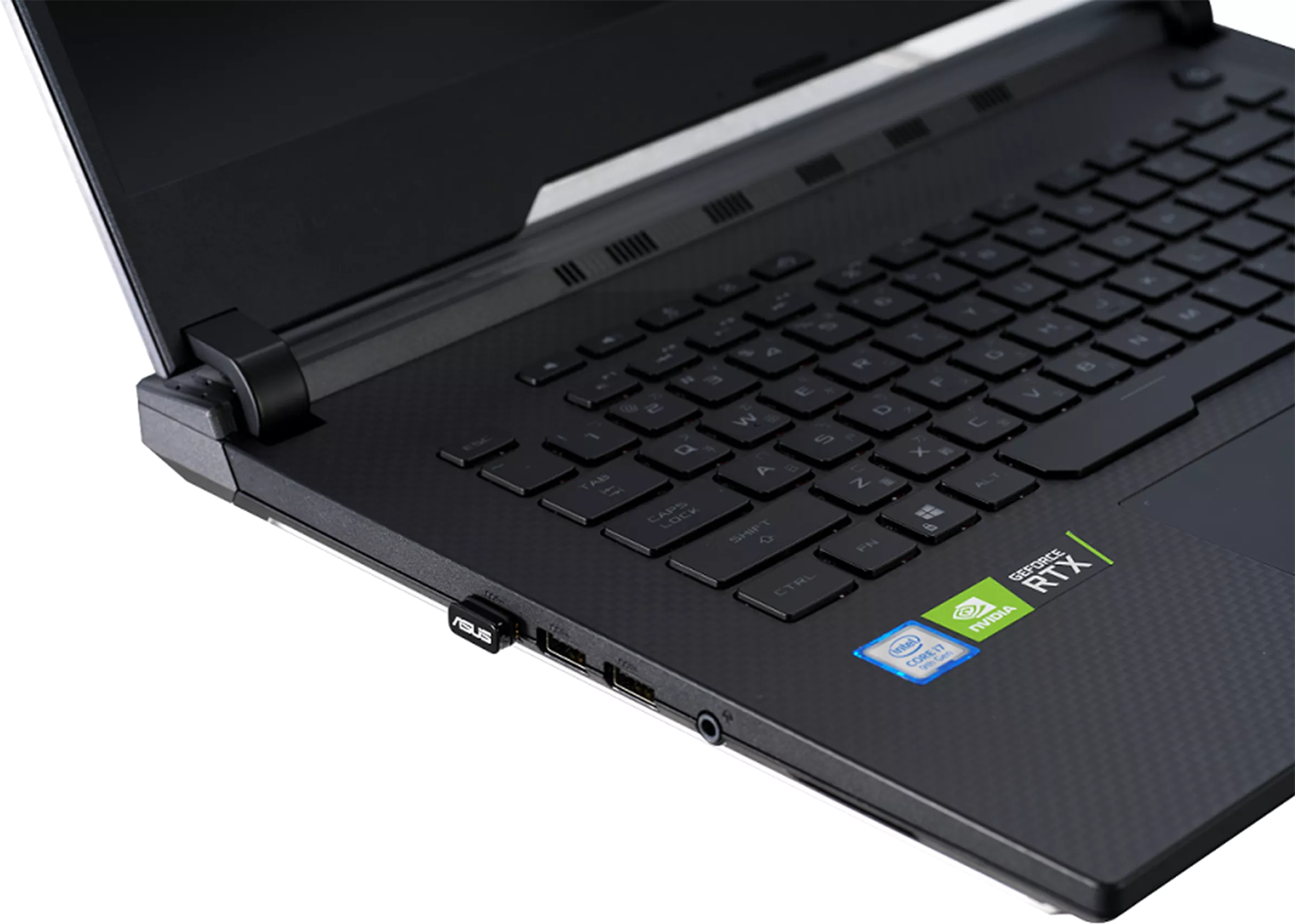 Laptop-Tastatur mit einem kleinen ASUS USB-Empfänger eingesetzt.