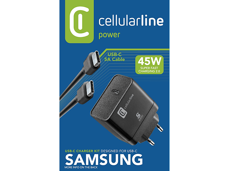 CELLULARLINE Süper Fast Charge PD 45W Şarj Kiti Adaptör + Kablo Siyah_1