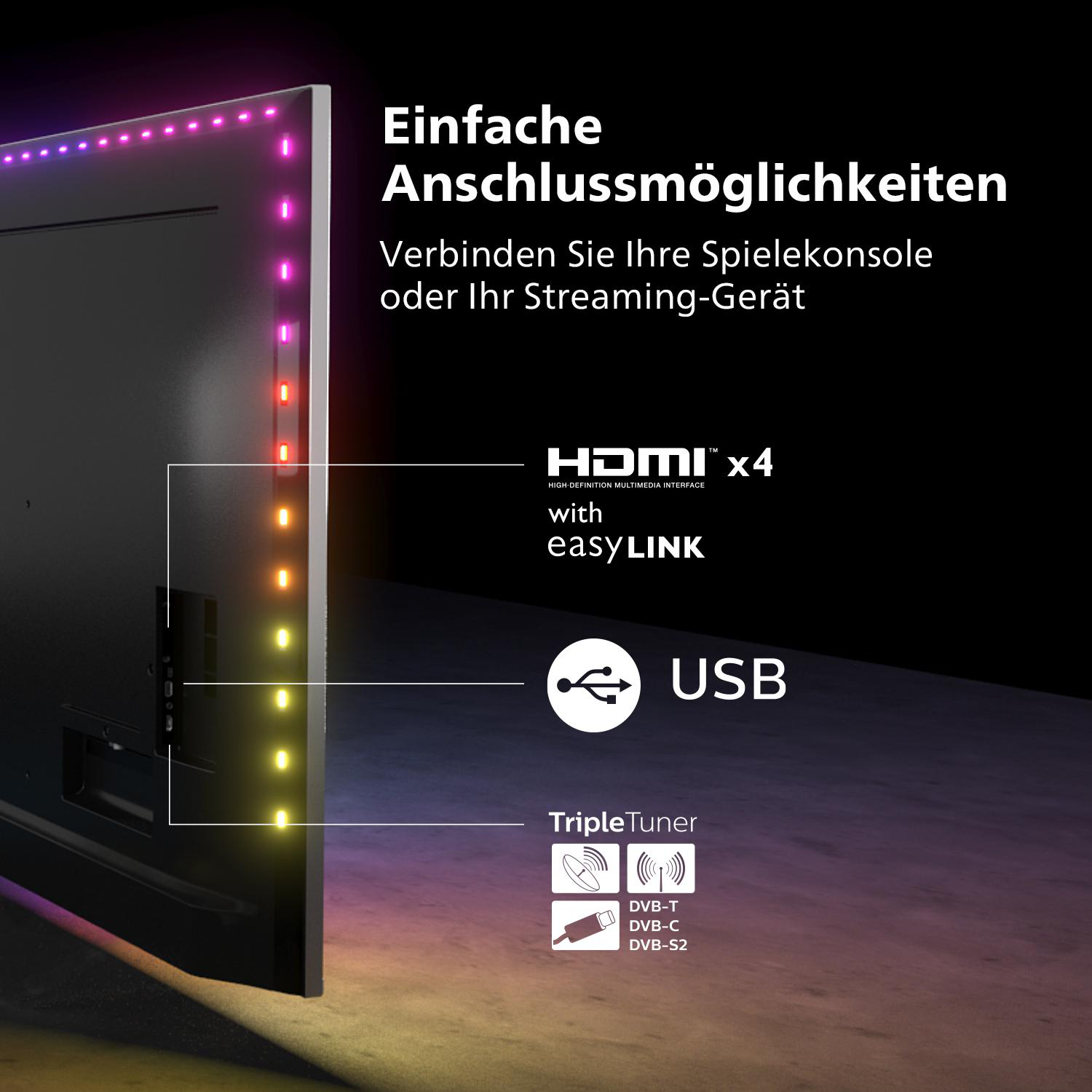 PHILIPS 55OLED837/12 OLED TV (Flat, 55 Zoll / 139 cm, OLED 4K, SMART TV, Ambilight, Android TV™ 11 (R))
