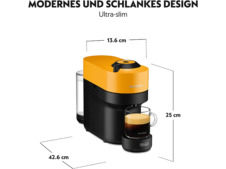 Thumbnail - DELONGHI Nespresso Vertuo Pop ENV90.Y, 4 Tassengrößen, platzsparendes Design, einfache Bedienung, Kapselmaschine Gelb