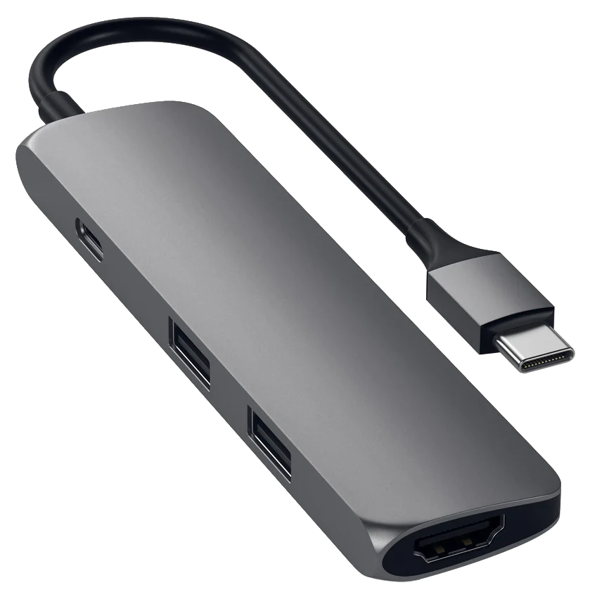 SATECHI Alumínium SLIM Type-C MultiPort Adapter 1xHDMI 4K,2x USB 3.0, asztroszürke (ST-CMAM)