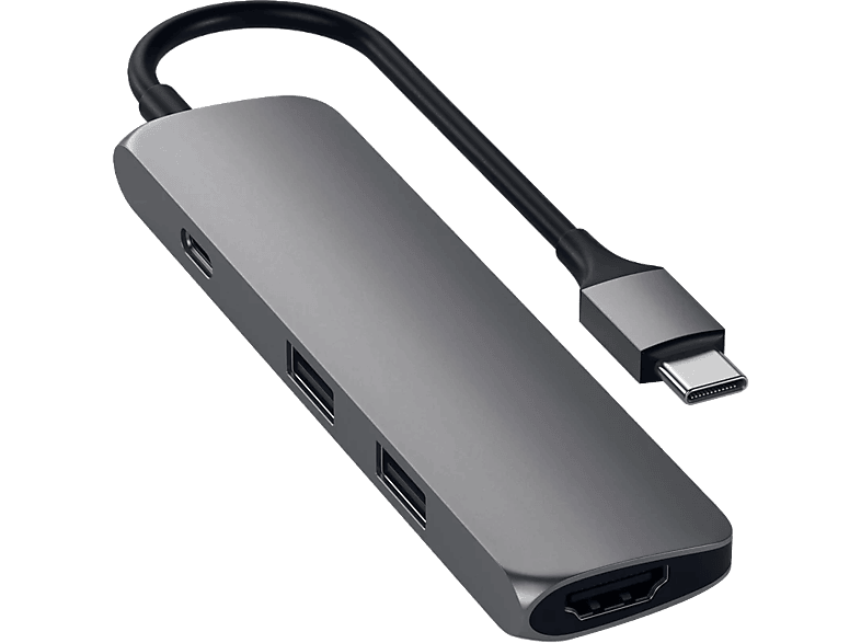 SATECHI Alumínium SLIM Type-C MultiPort Adapter 1xHDMI 4K,2x USB 3.0, asztroszürke (ST-CMAM)