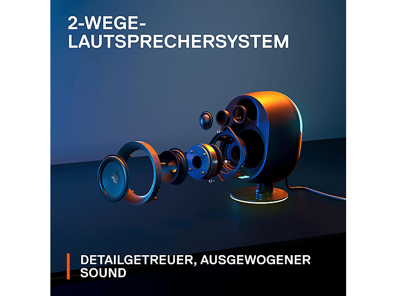 SteelSeries Arena 7 Gaming Lautsprecher 2-Wege-Lautsprechertreiber, Starker 6,5-Zoll-Subwoofer