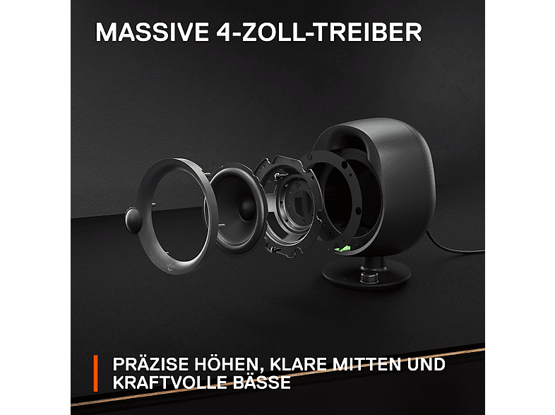 STEEL SERIES Arena 3 kabellose PC Lautsprecher, Schwarz; PC Gaming Lautsprecher — Foto 2 von 5