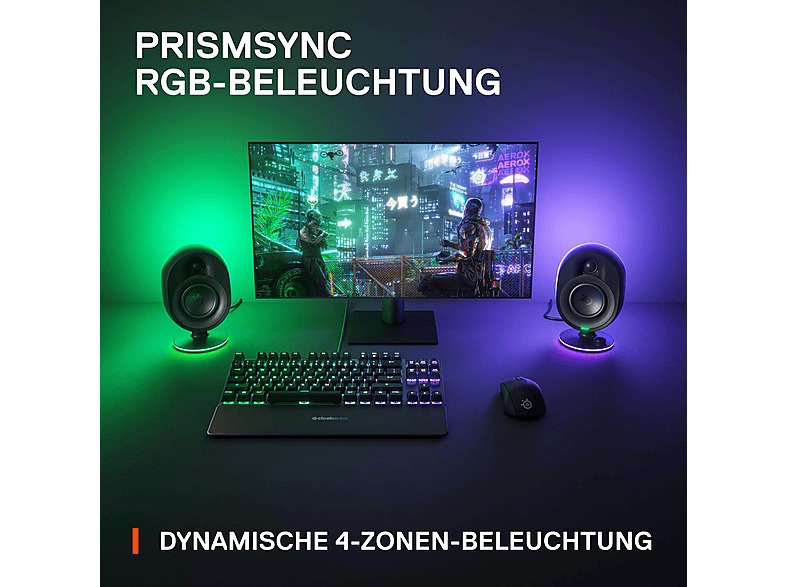 SteelSeries Arena 7 Gaming Lautsprecher 2-Wege-Lautsprechertreiber, Starker 6,5-Zoll-Subwoofer