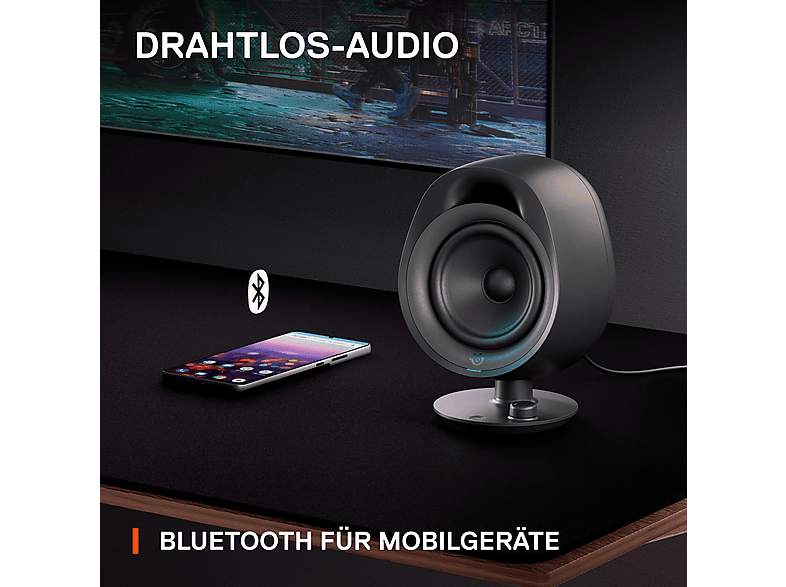 STEEL SERIES Arena 3 kabellose PC Lautsprecher, Schwarz; PC Gaming Lautsprecher — Foto 4 von 5