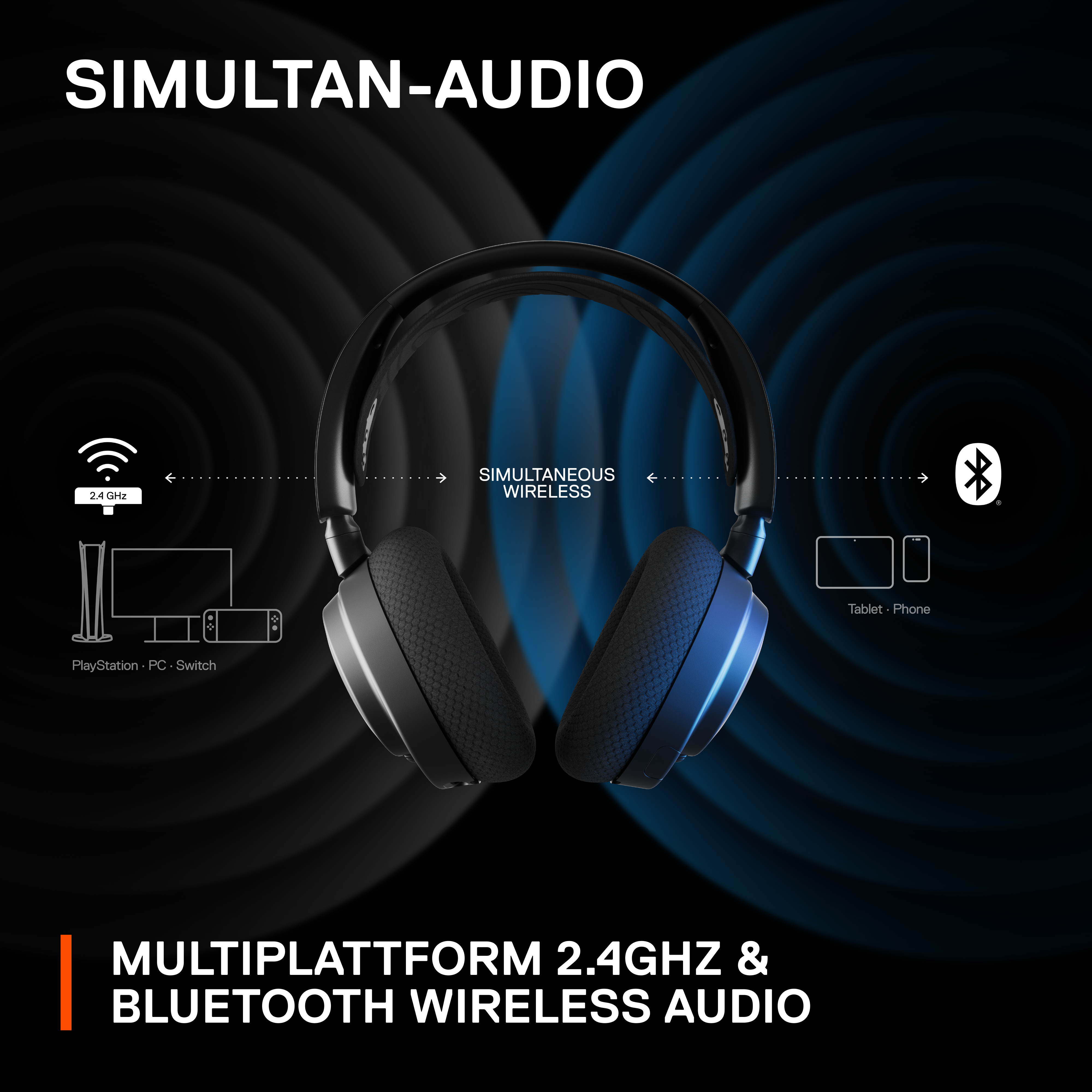 Gaming Arctis 7, Headset Nova Bluetooth Over-ear STEELSERIES Schwarz