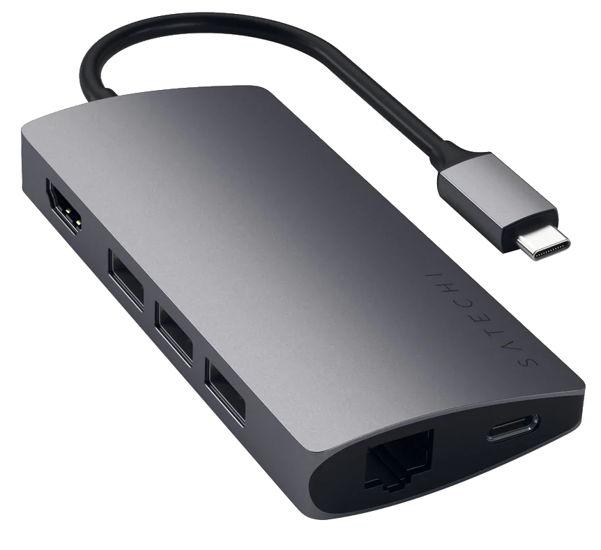 SATECHI Alumínium Type-C Multi-Port adapter V2, HDMI 4K, 3x USB 3.0, MicroSD, LAN, asztroszürke (ST-TCMA2M)